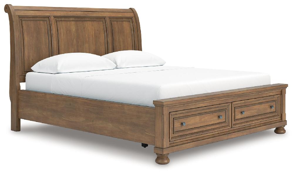 Image of Feddinger - California King Storage Sleigh Bed - Medium Brown