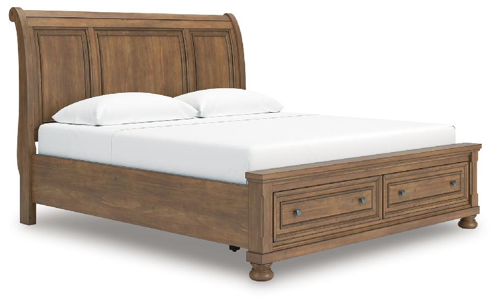 Image of Feddinger - King Storage Sleigh Bed - Medium Brown
