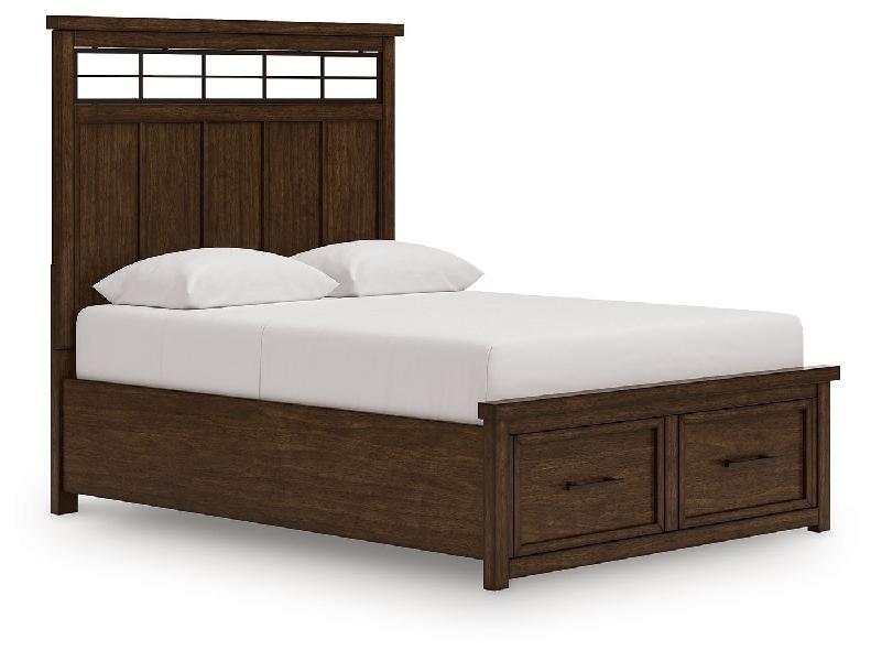Image of Taffenbrook - Queen Panel Storage Bed - Medium Brown