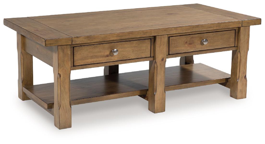 Image of Vandenmore - Rectangular Cocktail Table - Medium Brown
