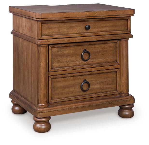 Image of Rowlenstown - Three Drawer Night Stand - Brown