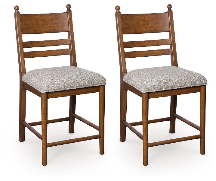 Image of Greddinton - Upholstered Barstool (Set of 2) - Brown