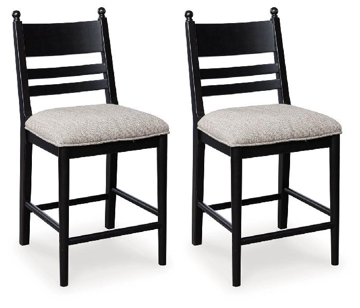 Image of Greddinton - Upholstered Barstool (Set of 2) - Black