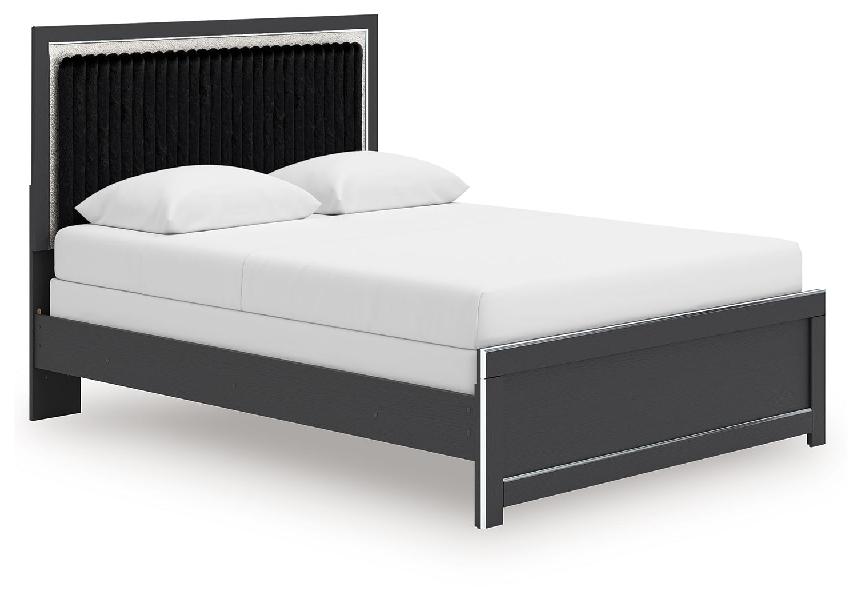 Image of Zuraleus - Queen Upholstered Panel Bed - Black