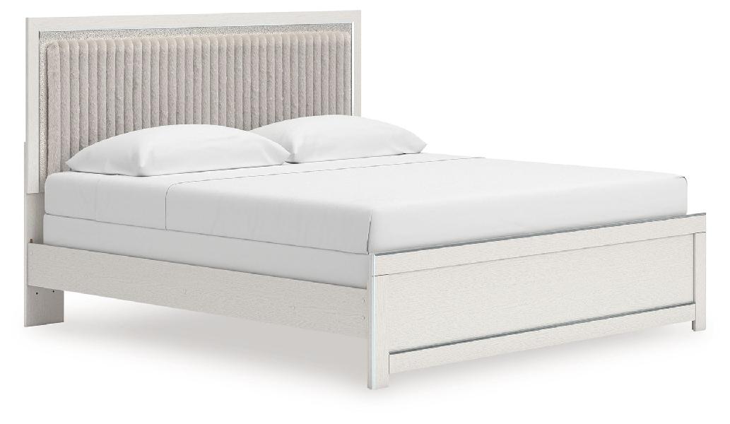 Image of Zuraleus - King Upholstered Panel Bed - White