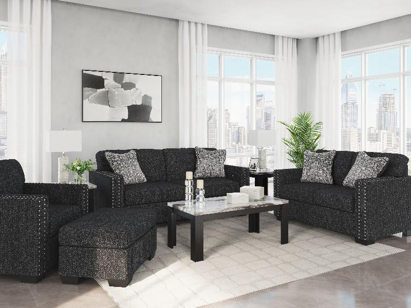 Image of Jasmine Peaks - 4 Pc. - Sofa, Loveseat, Chair, Ottoman - Coal