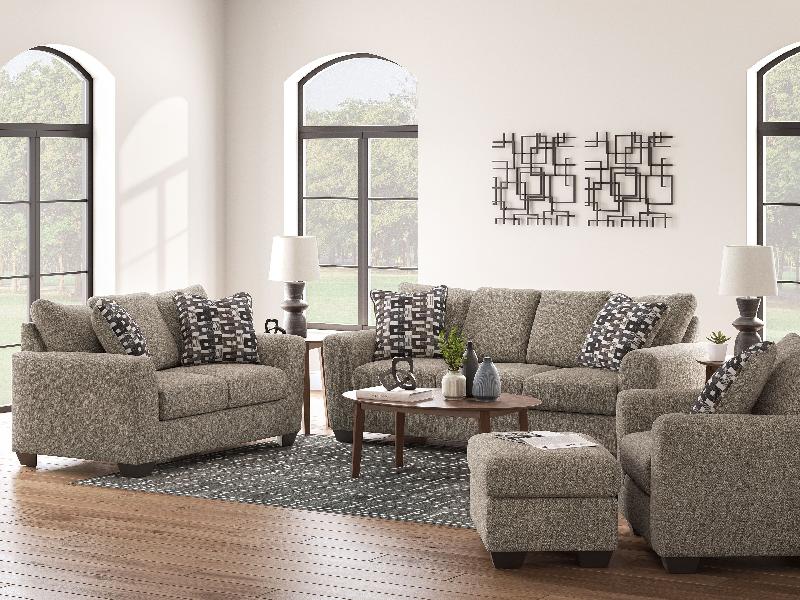 Image of Triston-Peaks - 4 Pc. - Sofa, Loveseat, Chair And A Half, Ottoman - Suede