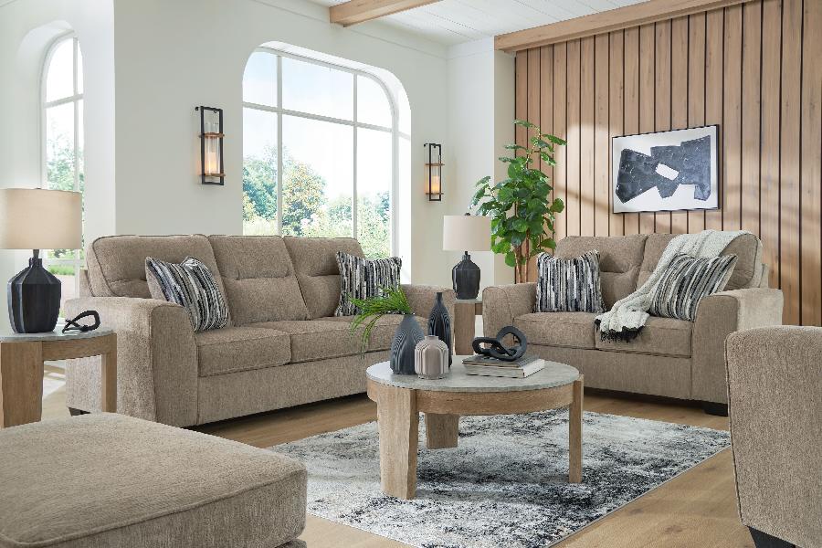 Image of Olten - 4 Pc. - Sofa, Loveseat, Chair And A Half, Ottoman - Mocha