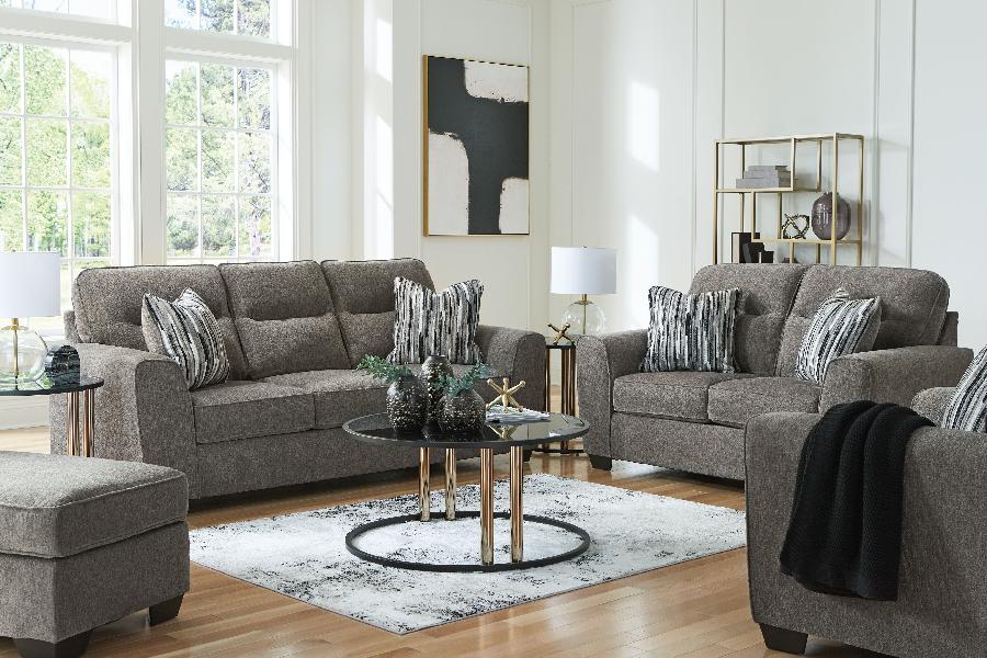 Image of Olten - 4 Pc. - Sofa, Loveseat, Chair And A Half, Ottoman - Graphite