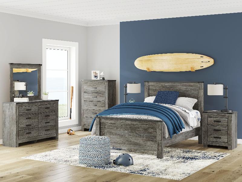 Image of Frandern - 5 Pc. - Dresser, Mirror, Full Panel Bed - Black / Gray
