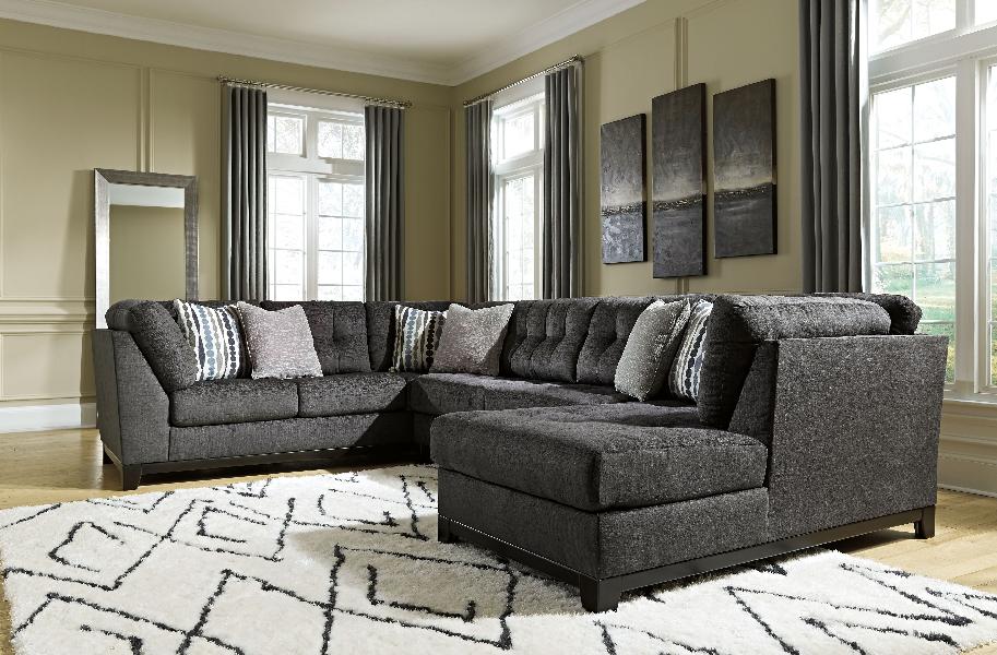 Image of Reidshire - Right Arm Facing Corner Chaise 3 Pc Sectional - Steel