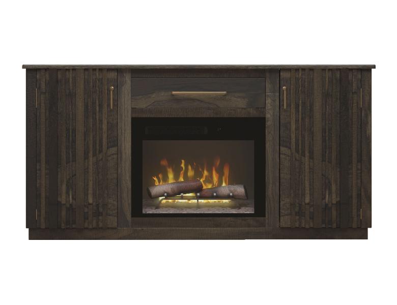 Image of Mezquite - Electric Fireplace With 1 Drawer And 2 Doors - Dark Brown
