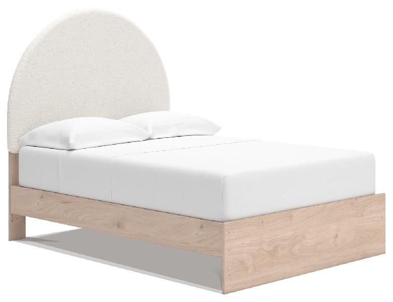 Image of Arloster - Full Upholstered Panel Bed - Tan / White