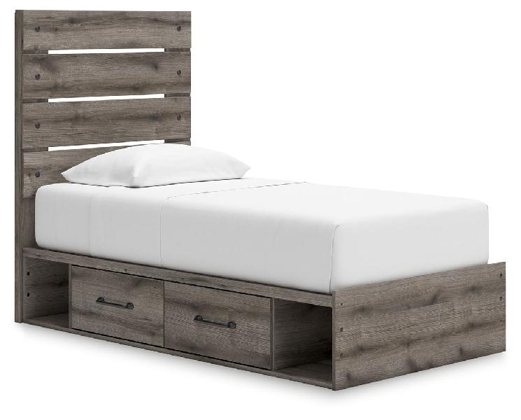 Image of Graystorm - Twin Panel Storage Bed - Brown Gray