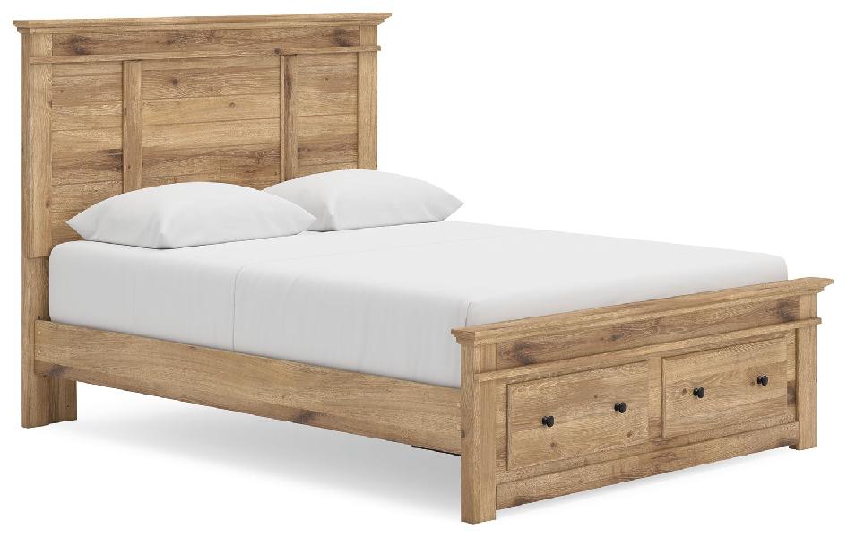 Image of Makidern - Queen Panel Storage Bed With Storage Footboard - Tan