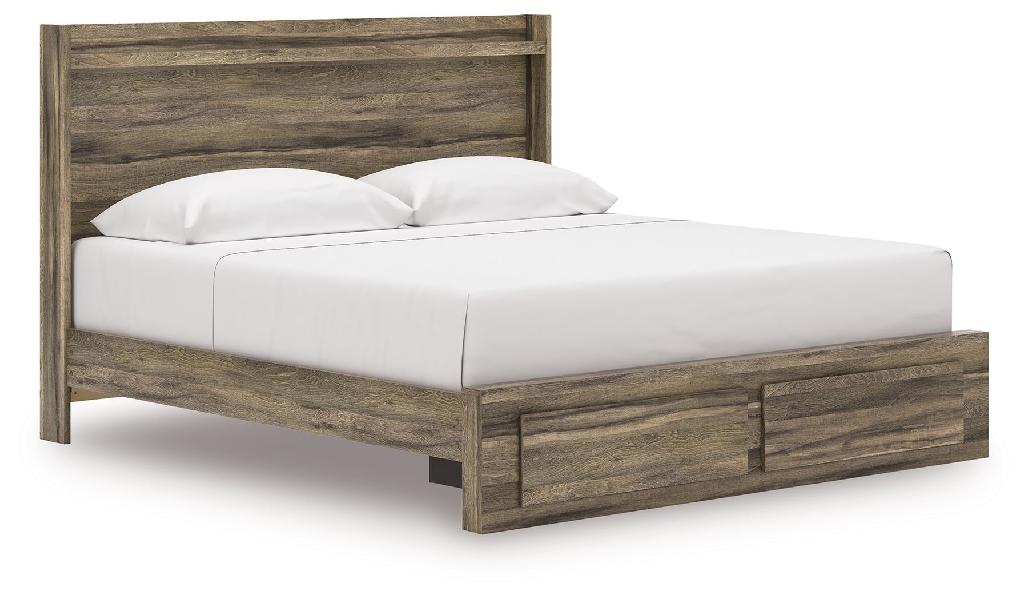 Image of Elbrim - King Panel Storage Bed - Brown