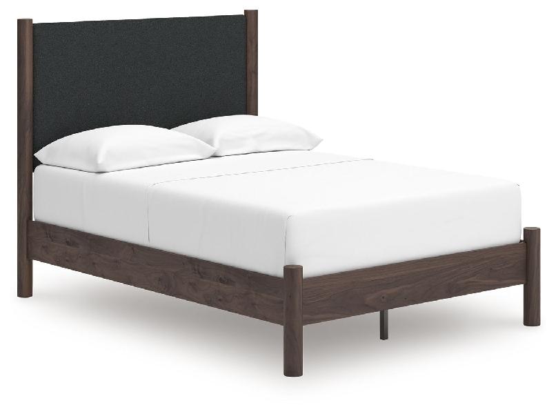 Image of Pamytta - Full Upholstered Panel Platform Bed - Brown
