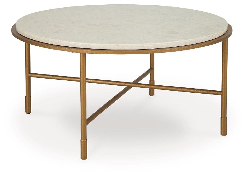 Image of Alben - Round Cocktail Table - Antique Gold