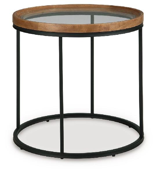 Image of Noraluna - Round End Table - Medium Brown