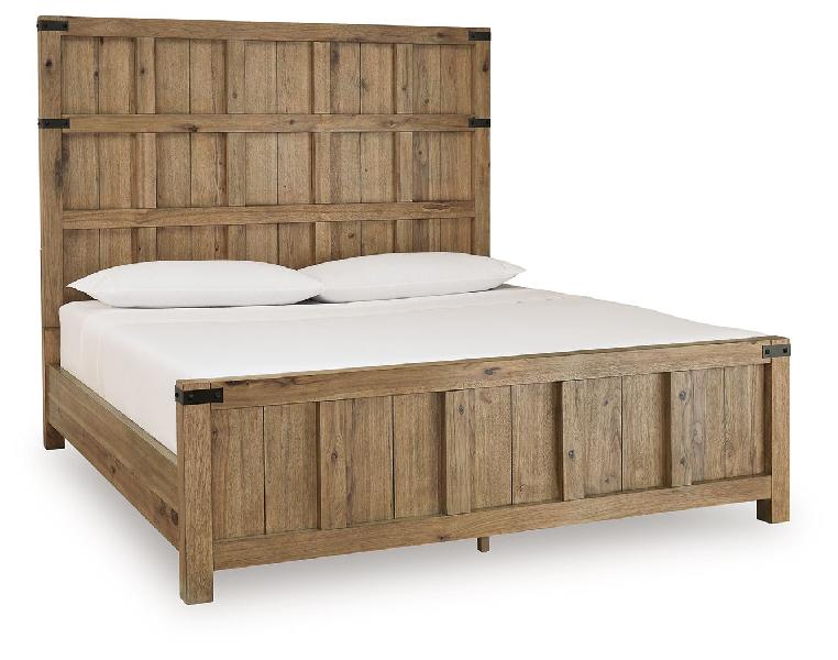 Image of Ridgester - King Panel Bed - Light Brown