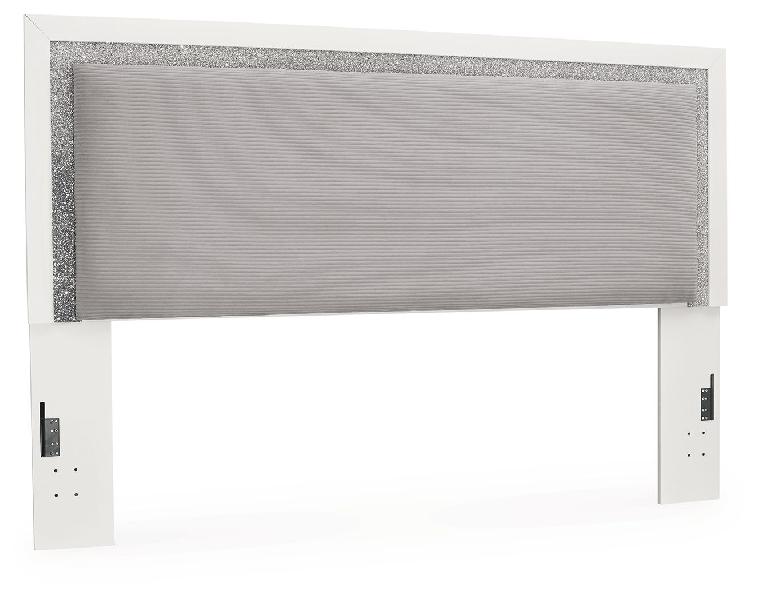 Image of Maeling - King Upholstered Panel Headboard - White / Gray