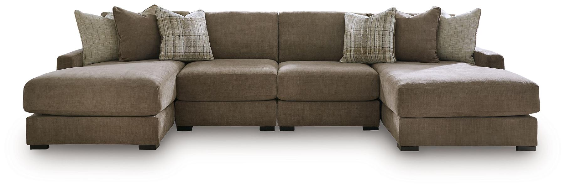 Image of Camellia-Court - 4-Piece Double Chaise Sectional - Coffee