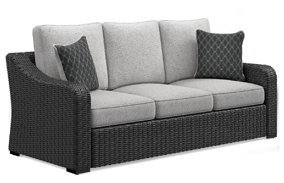 Image of Beachcroft - Sofa With Cushion - Black / Light Gray
