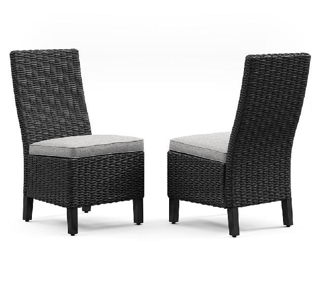Image of Beachcroft - Side Chair With Cushion (Set of 2) - Black / Light Gray