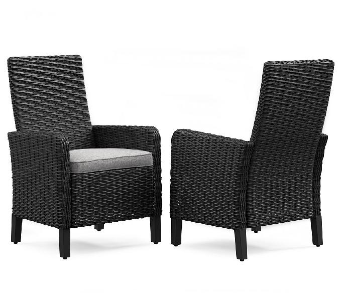 Image of Beachcroft - Arm Chair With Cushion (Set of 2) - Black / Light Gray