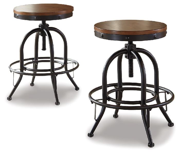 Image of Valebeck - Swivel Barstool (Set of 2) - Brown / Black