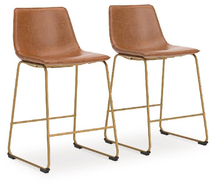 Image of Ciabori - Upholstered Barstool (Set of 2) - Brown / Gold