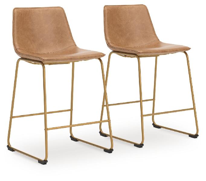 Image of Ciabori - Tall Upholstered Barstool (Set of 2) - Toast / Gold