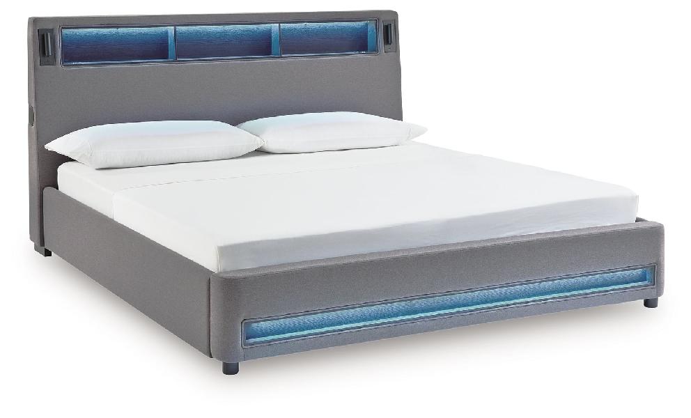 Image of Verishaw - California King Upholstered Bed - Gray