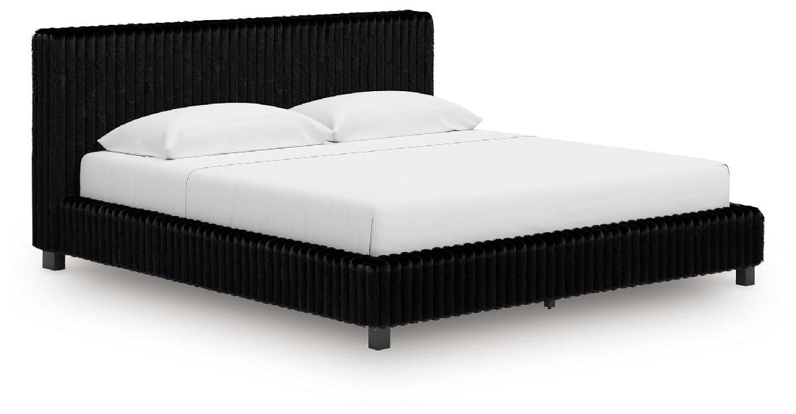 Image of Zuraleus - King Upholstered Bed - Black