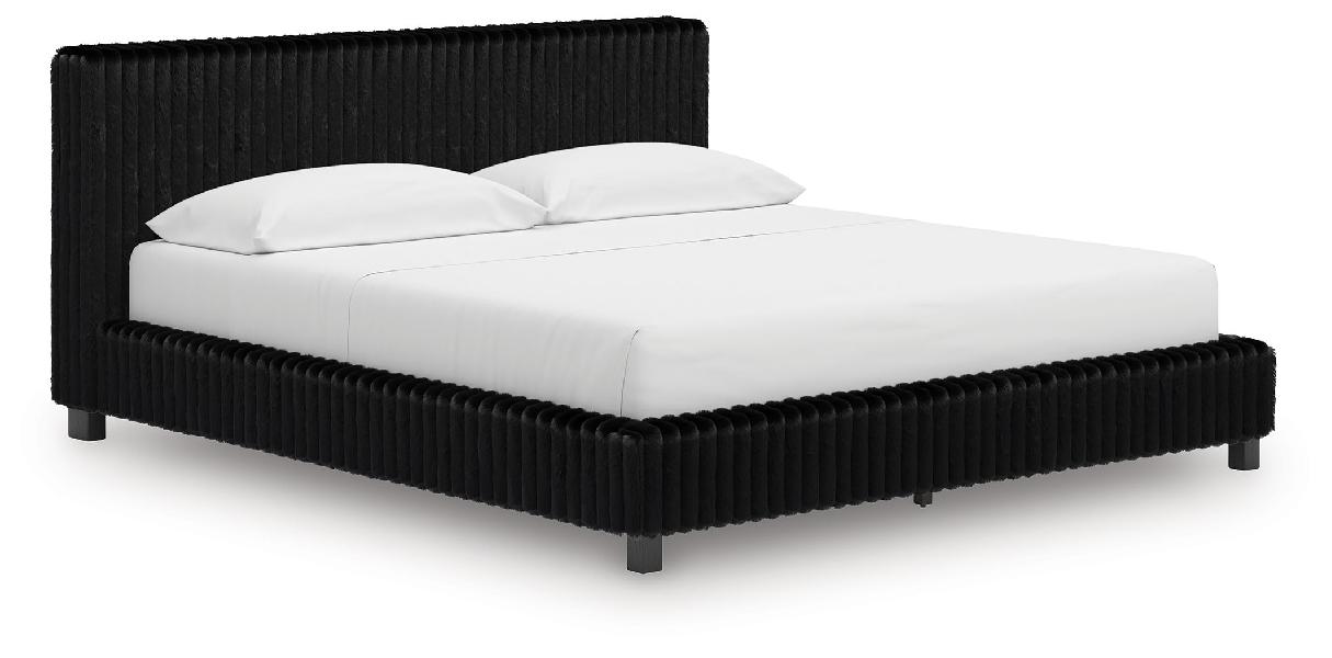 Image of Zuraleus - California King Upholstered Bed - Black