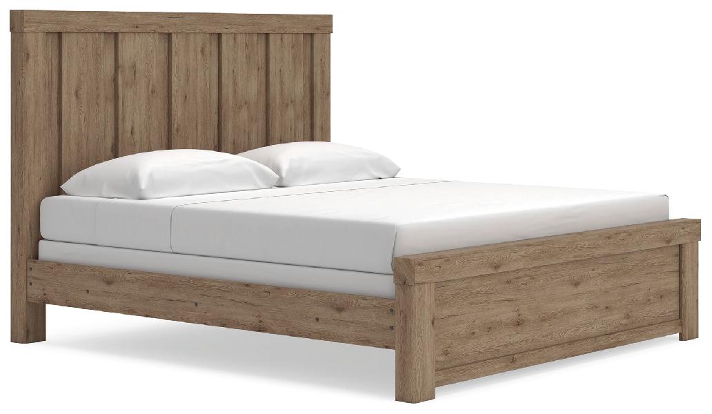 Image of Oliandon - King Panel Bed - Light Brown