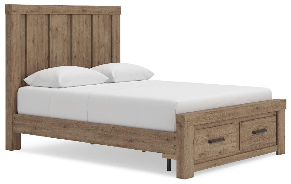 Image of Oliandon - Queen Panel Storage Bed - Light Brown