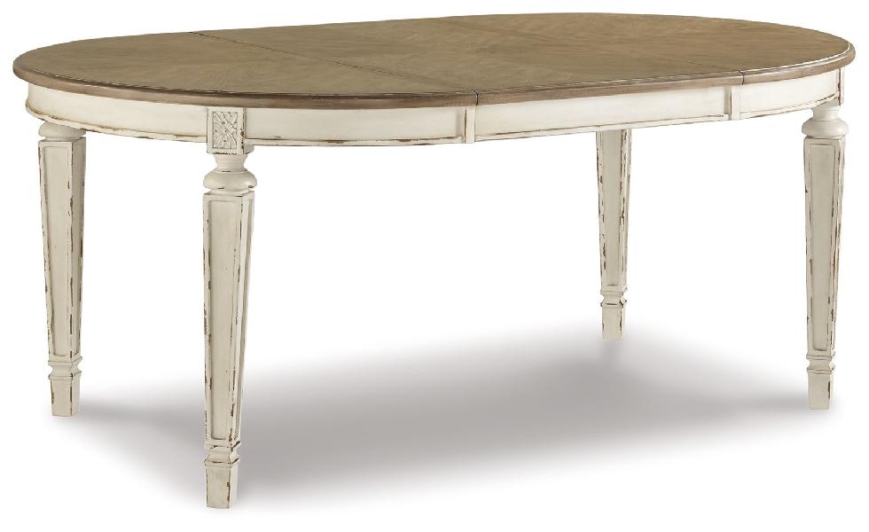 Image of Realyn - Oval Dining Room Extension Table - Chipped White