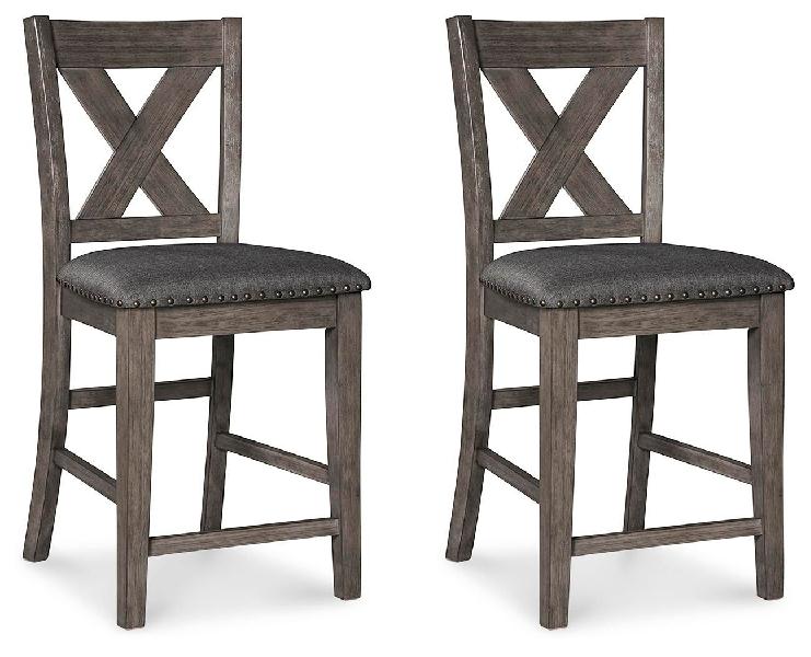 Image of Caitbrook - Upholstered Barstool (Set of 2) - Gray