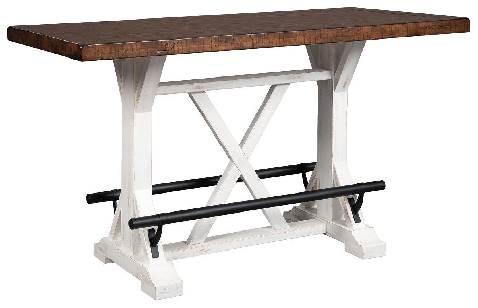 Image of Valebeck - Rectangular Dining Room Counter Table - White / Brown