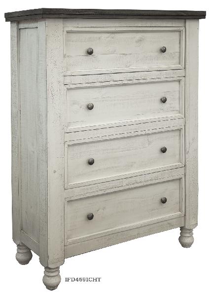Stone - Chest With 4 Drawers - Antiqued Ivory / Weathered Gray