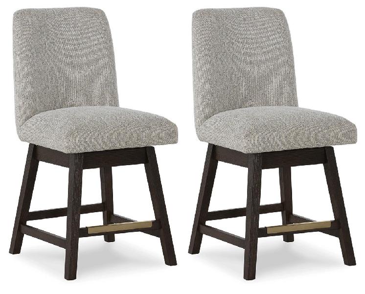 Image of Burkhaus - Upholstered Swivel Barstool (Set of 2) - Beige / Dark Brown