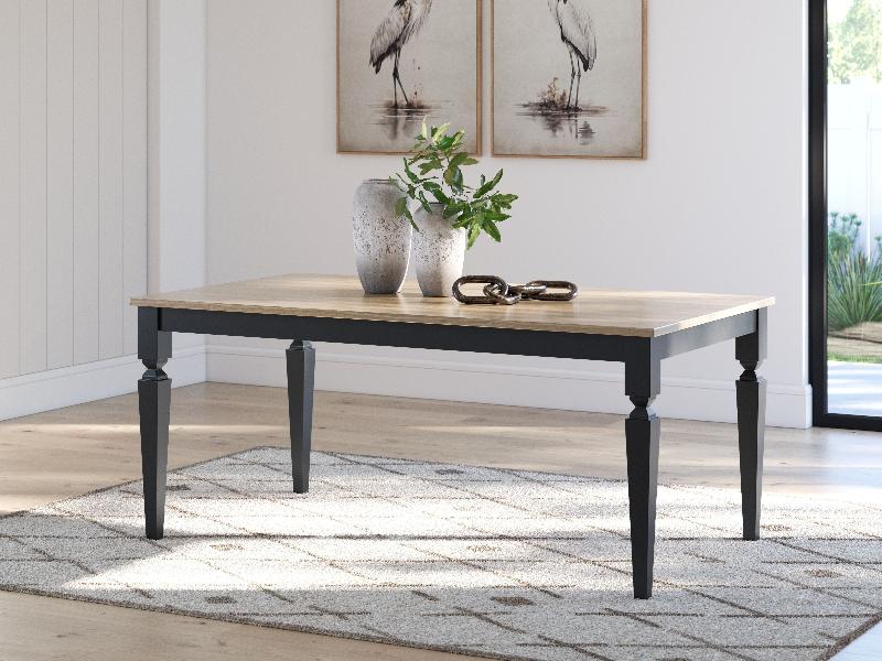 Image of Brenkerton - Rectangular Dining Room Table - Grayish Brown / Black
