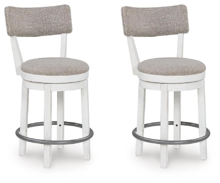 Image of Robbinsdale - Upholstered Swivel Barstool (Set of 2) - Antique White