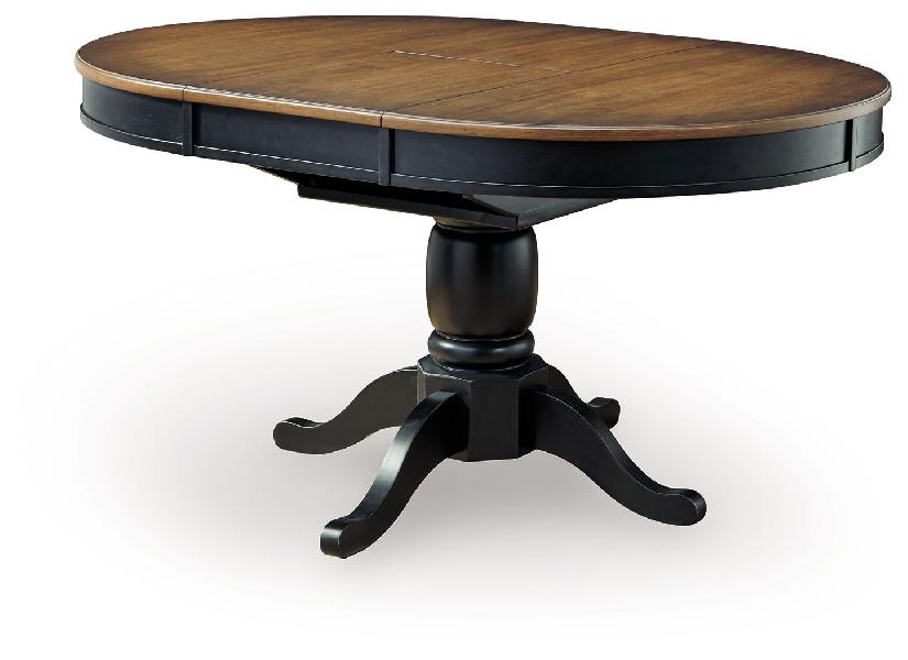 Image of Clorazi - Oval Dining Room Butterfly Extension Table - Black / Brown