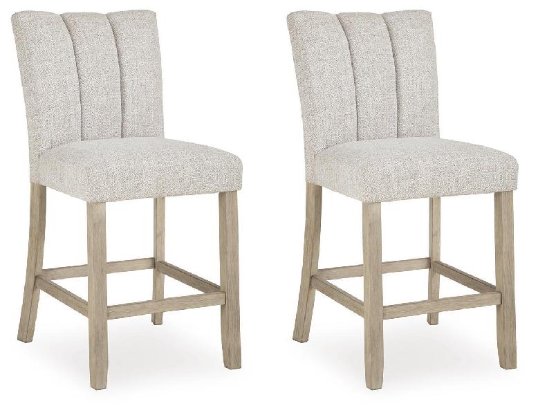 Image of Larawyn - Upholstered Barstool (Set of 2) - Bisque