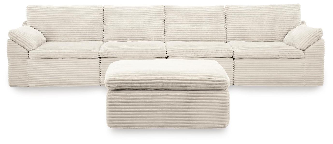 Image of Fannin - 4-Piece Sectional With Ottoman - Ivory