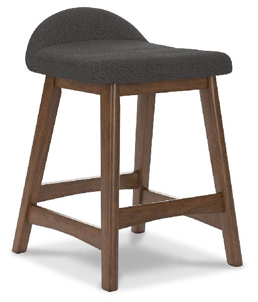 Image of Lyncott - Upholstered Barstool (Set of 2) - Charcoal / Brown