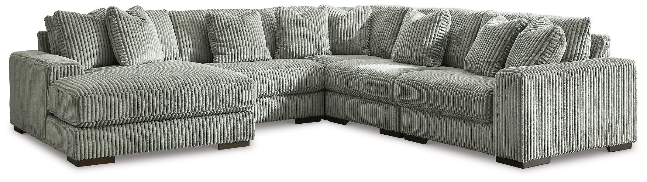 Image of Lindyn - Left Arm Facing Corner Chaise 5 Pc Sectional - Fog