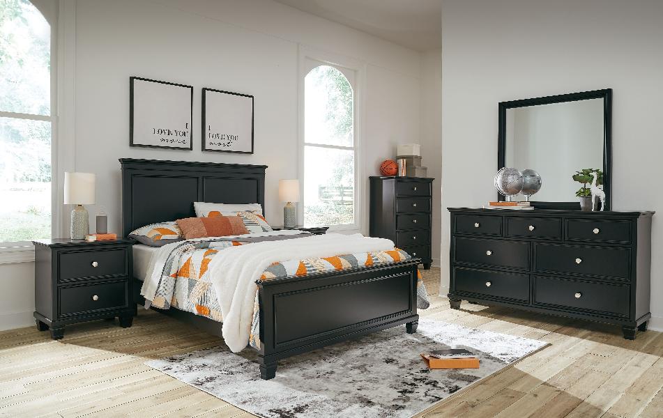 Image of Lanolee - 6 Pc. - Dresser, Mirror, Chest, Full Panel Bed - Black